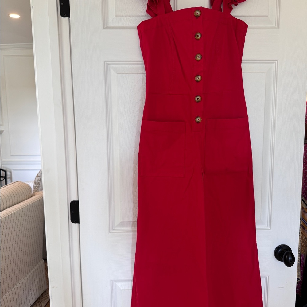 Elegant Red Button-Down Dress